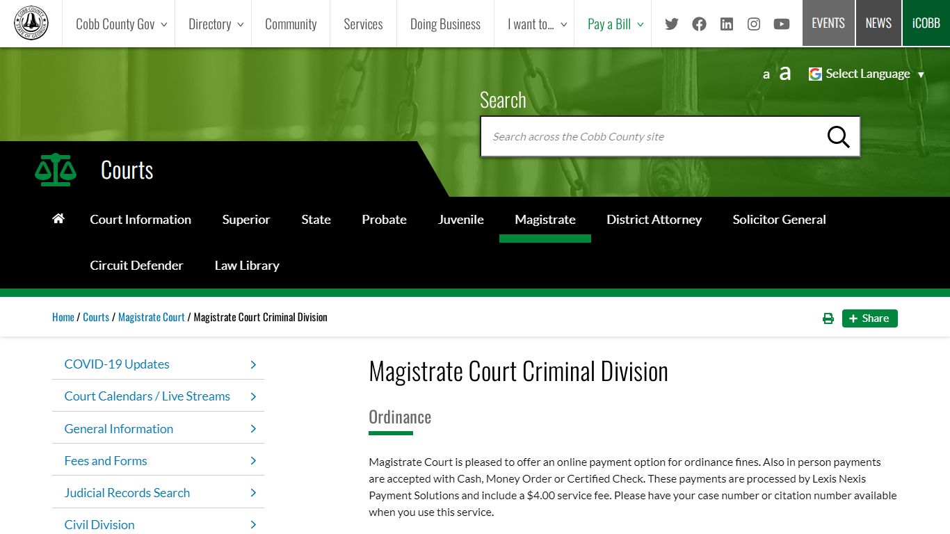 Magistrate Court Criminal Division | Cobb County Georgia